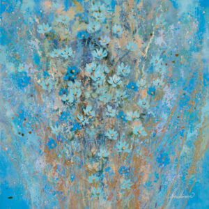 Jolanta Frankiewicz - Blue Rhapsodia, 2022 - niebieski obraz z kwiatami