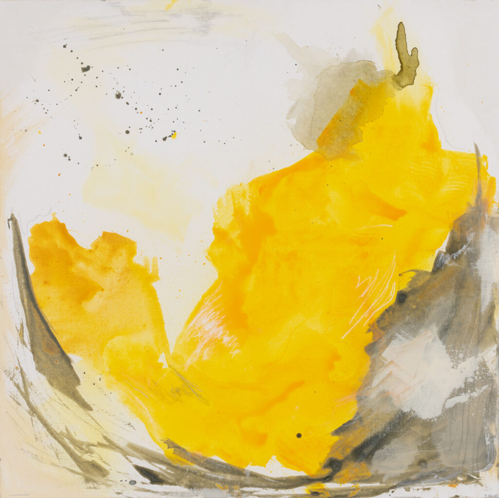 Justyna Mazur Sunshine Healing, 2022 szara żółta abstrakcja obraz żółto-szary spokojny