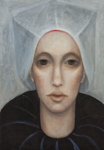 Iza Staręga, Bez tytułu z cyklu Kobiety w chustach, 2020 - portret kobiety w czepku