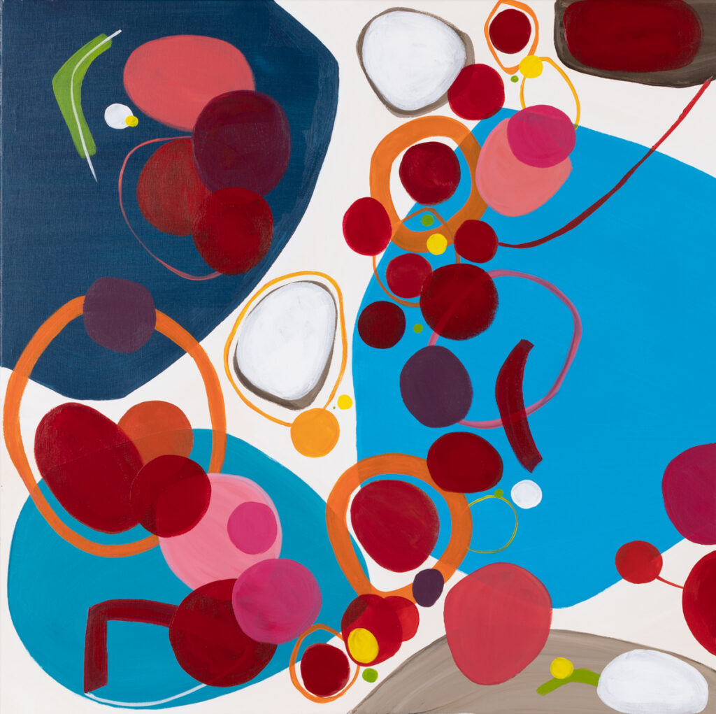 Natalia Kozarzewska, Koniec lata, 2022 - abstrakcja z kolorowymi kształtami