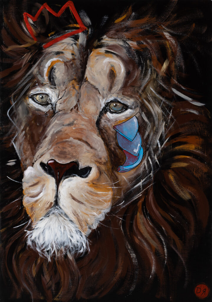 Dominika Radomska Miłosierny z cyklu Portrety Królów, 2022 animalistyka lew zwierzęta na obrazie król