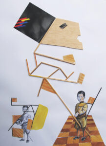 Jan Mioduszewski The last constructivist (Hommage à Anton Stankowski), 2012 kolaż sklejka dzieci podstawa konceptualizm