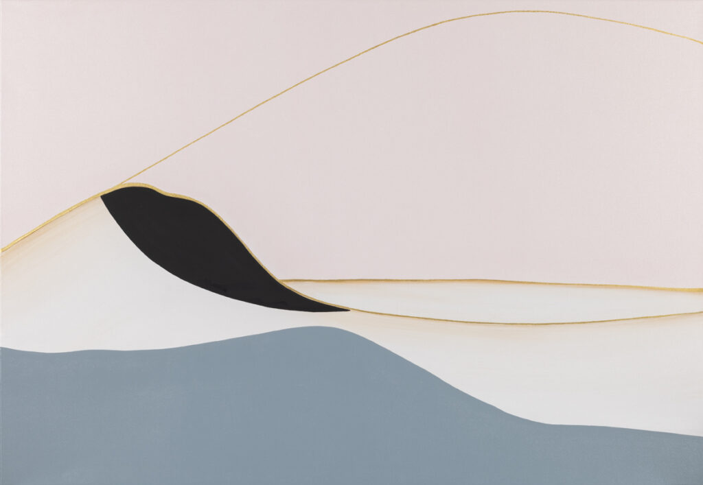 Julia Dunko Madeera, 2022 abstrakcja obraz geometryczny kolory pastelowe różowy szary biały czarny żółty złoty sztuka młoda
