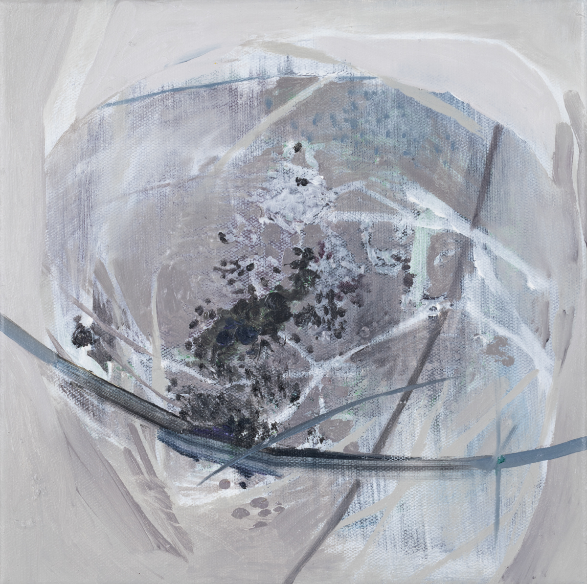 Agata Czeremuszkin-Chrut, Włókna – szkic do Materiałów, 2022 – jasna, szaro-biała abstrakcja