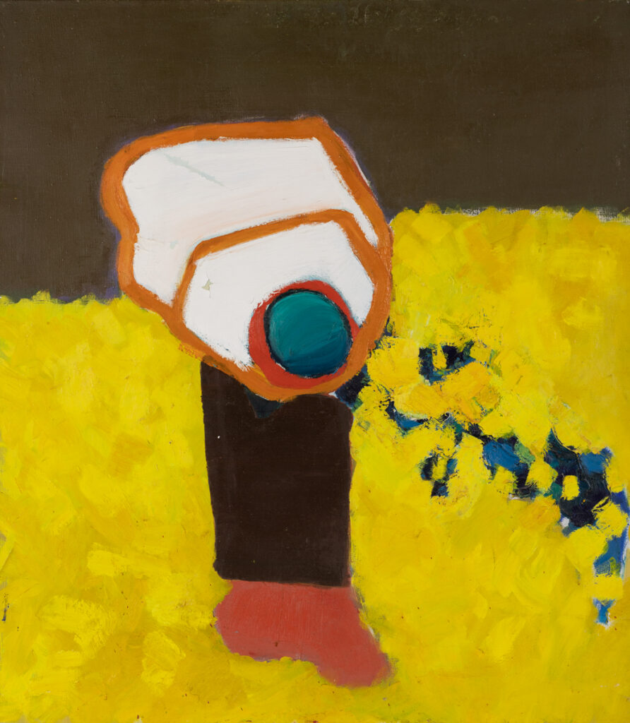 Ewa Czuchaj, Z cyklu Antypersona, 2007 - abstrakcja żółto-brązowa z czerwienią