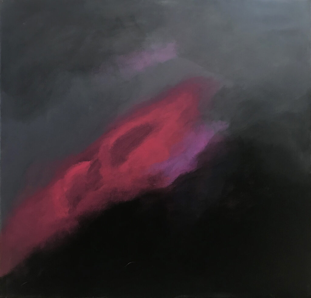 Dominika Augustynek, No. 1 z serii Blur, 2021 – czarno-szara abstrakcja z różowym akcentem