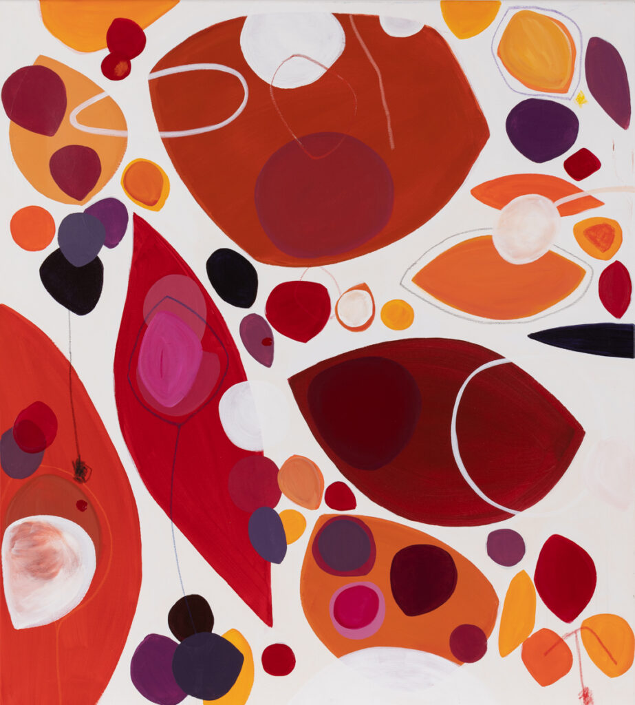 Natalia Kozarzewska Liście, 2022 sztuka młoda obraz czerwony pomarańczowy abstrakcja kształty liście jesień