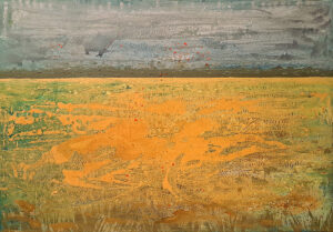 Magdalena Mędzkiewicz Miodowe pole, 2022 sztuka młoda obraz pole pejzaż horyzont panorama niebo miód