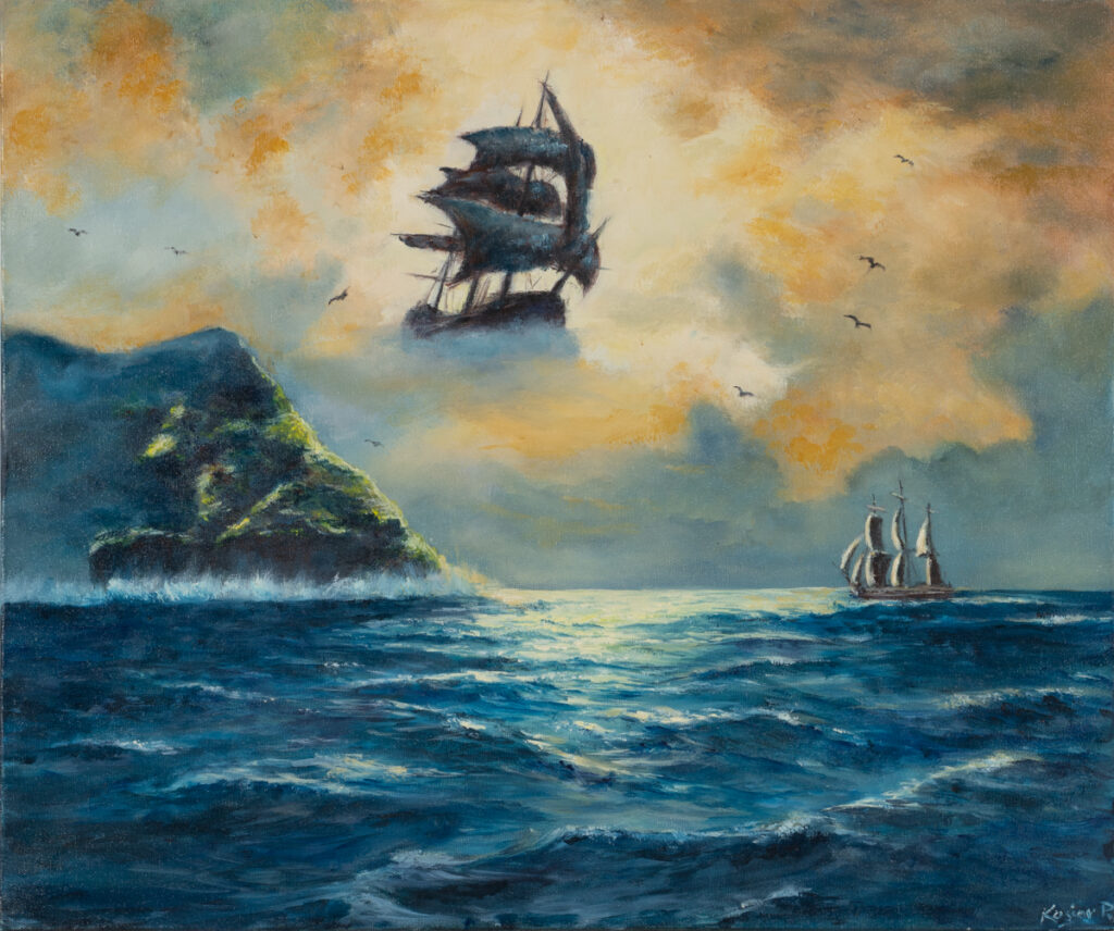 Paweł Kosior Latający Holender, 2015 sztuka młoda obraz pejzaż morski ocean morze statki okręty