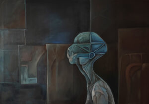 Paweł Batura Conventional thinking, 2021 obraz sztuka młoda portret kosmita alien surrealizm ciemne kolory