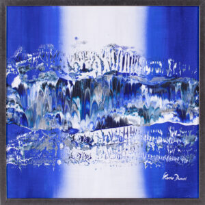 Marta Dunal Blue Land, 2021 młoda sztuka bastrakcja niebieska oprawiona minimalizm mały format