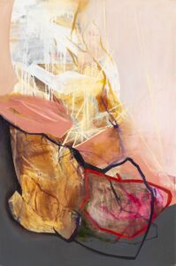Agata Czeremuszkin-Chrut, Odłamki 6, 2019 - ekspresyjna abstrakcja w odcieniach różu i brązów