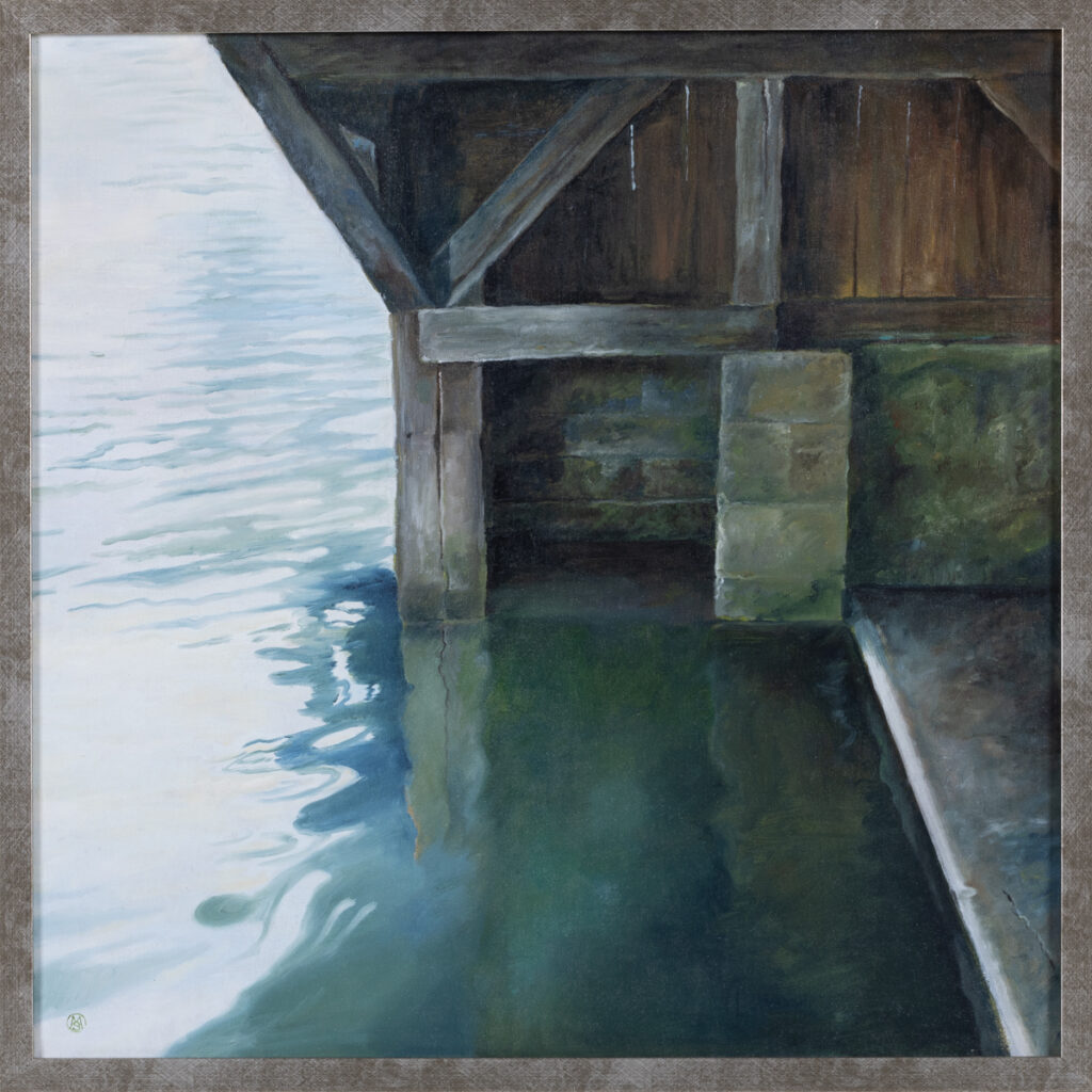 Maria Sadowska Pralnia z cyklu Aqua – gdzieś we Francji, 2012 woda klasyczny obraz malarstwo tradycyjne architektura morze podróże obraz olejny