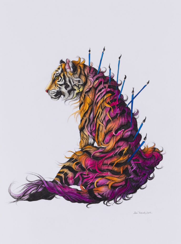 Ewa Prończuk-Kuziak Tygrys, 2022 animalistyka kot dzikie zwierzęta realizm magiczny malarstwo