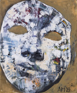 Aleksandra Modzelewska MCT S5 61M, 2023 twarz maska abstrakcja złoty biały duży format