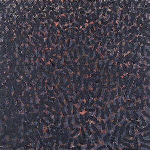 Obszary 10 - Michał Paryżski (2000), obraz olejny na płótnie - abstrakcja czarno-pomarańczowa
