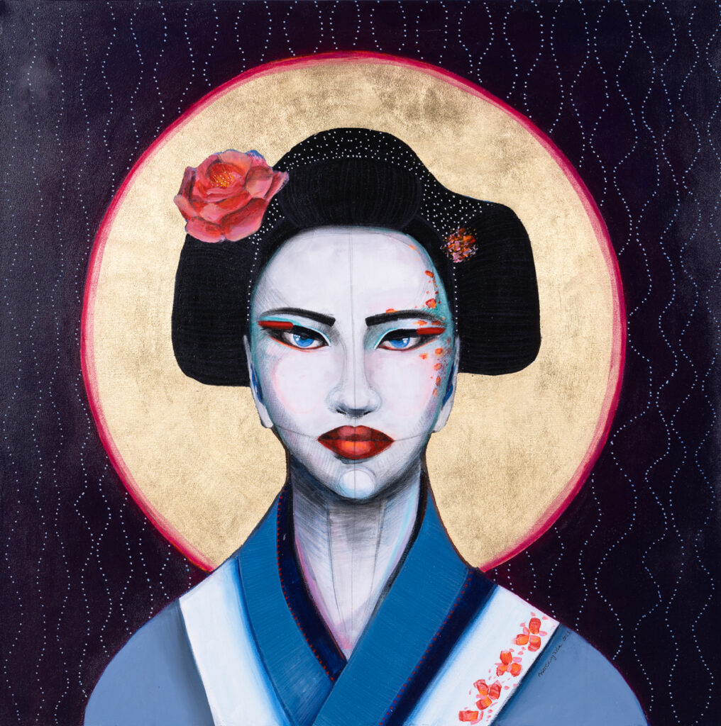 Agata Wereszczyńska Geisha II, 2023 portret gejsza kobieta japonia złoto twarz azja