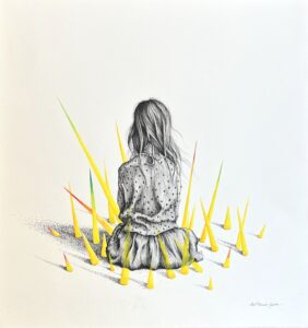Ewa Prończuk-Kuziak Z cyklu Maria, 2023 rysunek dziewczynka dziecko abstrakcja minimalizm