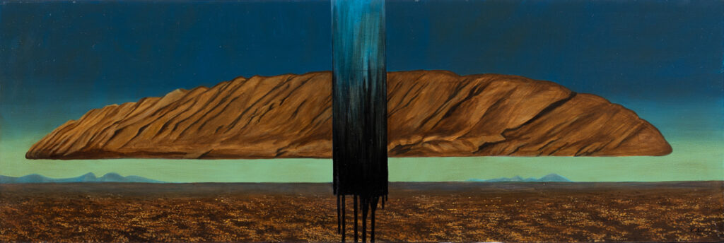 Katarzyna Lembryk Rozpad monolitu II (utrata wspomnienia wrażenia pustyni), 2023 pejzaż abstrakcyjny długi obraz, niski obraz, realizm magiczny