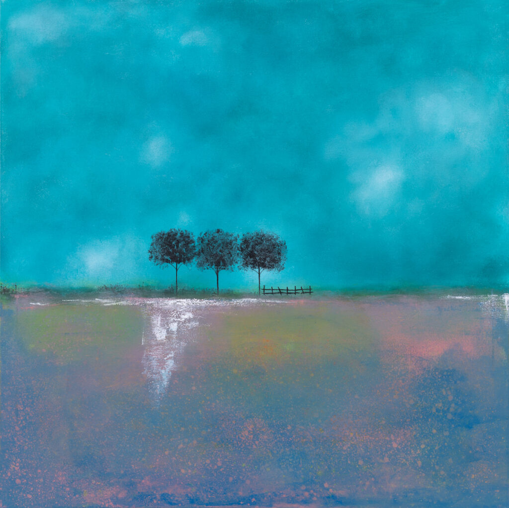Joanna Kulska Wspomnienie lata, 2023 minimalistyczny pejzaż drzewa morskie niebo