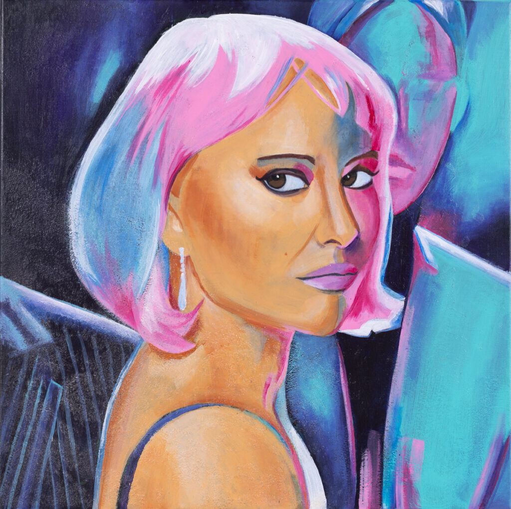 Marlena Kaczerska, Closer, 2023 - portret kobiety w różowych włosach