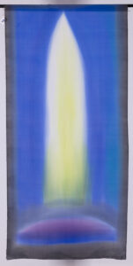 Alina Bloch Exodus II, 2009 jedwab światło abstrakcja granat żółty duży format