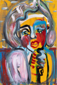 Kamila Stefania Tkaczyk Two hearts, 2023 portret retro żółty kobieta twarz abstrakcja
