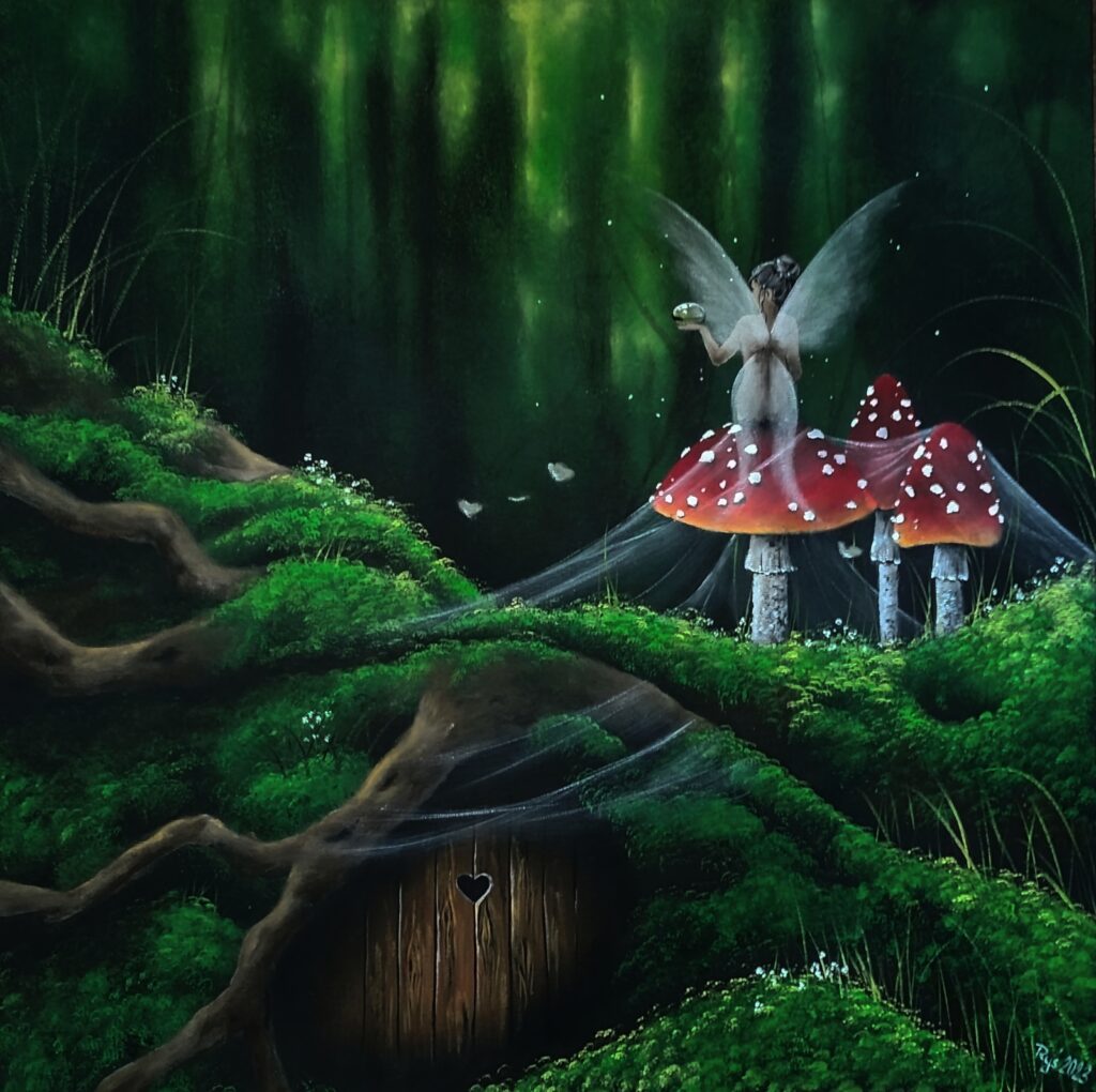Beata Mura Kropla nadziei, 2023 realizm magiczny las muchomory wróżka zieleń mech grzyby