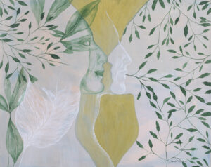 Dominika Ruta Spojrzenia wewnętrzne 1, 2022 liście minimalistyczny obraz profil portret botaniczna abstrakcja