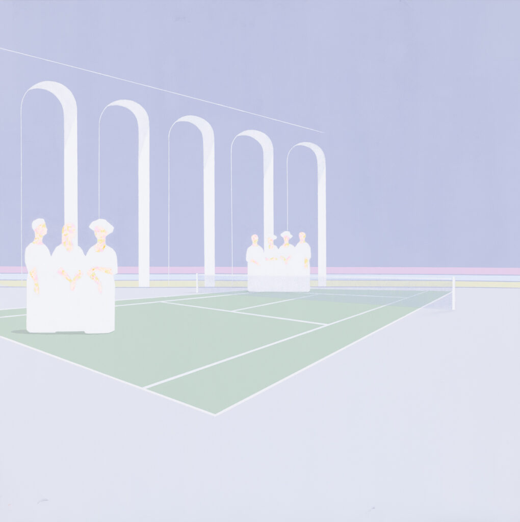 Oleh Lavrii Game by the rules, 2023 ludzie na boisku tenis gra minimalistyczny obraz sport