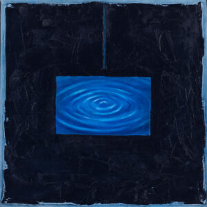 Krzysztof Musiał, Symetria X, 2016 - czarno-niebieski obraz z taflą wody iluzja