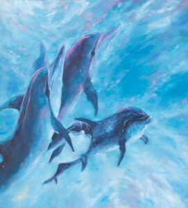 Izabela Szarek Delfiny, 2023 zwierzęta morskie ryby woda pod wodą obraz z delfinami