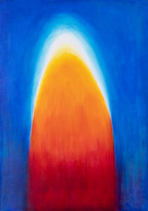 Alina Bloch Czerwona góra, 2023 abstrakcja granatowy czerwony pomarańczowy światło