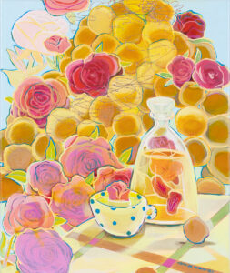 Michalina Czurakowska, Sweetness of life: Croquembouche, 2022 - kolorowy obraz martwa natura kwiaty