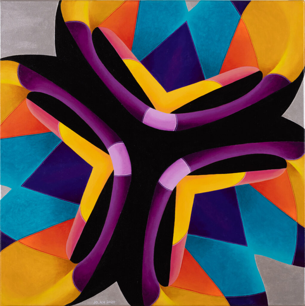 Joanna Bojar-Antoniuk, Kampalilie, 2020 - geometryczna abstrakcja, kalejdoskop kolorowy obraz