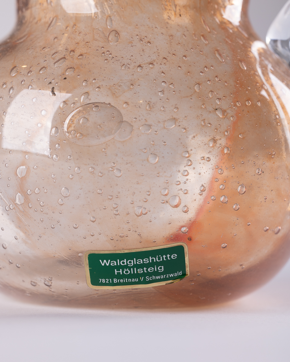 Waldglashütte Höllsteig, Niemcy, Dzbanek, lata 70. XX w. - szkło vintage, niemieckie, pomarańczowe, ręcznie formowane