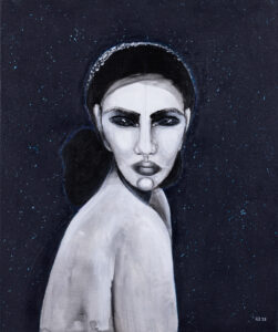 Agata Wereszczyńska, Cały wszechświat w jej oczach, 2023 - czarno-biały portret kobiety