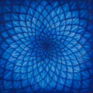 Hanna Rozpara, Kwiat w błękicie, 2022 - kobaltowa abstrakcja z kwiatem