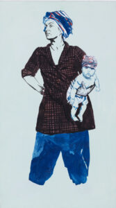 Agnieszka Sandomierz, Bez tytułu, 2008 - obraz z kobietą trzymajacą małe dziecko na ręku