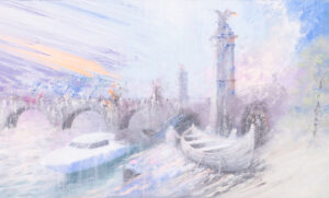 Oleh Lavrii, Embankment of the Seine River in Paris, 2023 - jasny obraz, widok Paryża, rzeka, impresjonizm