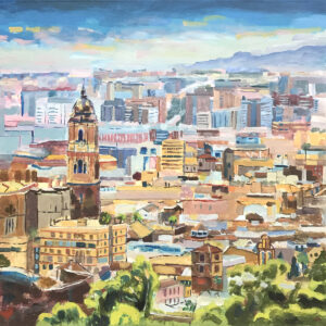 Gabriela Paluch, Słoneczna Malaga, 2024 - obraz kolorowy widok miejski, Hiszpania