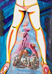 Andrzej Folfas, High hills, 1984 - kolorowy obraz na papierze, kobiece nogi, postaci