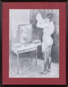 Olga Wolniak, W buduarze, 1990 - kobiecy akt, rysunek ołówkiem