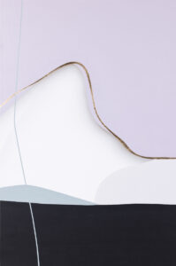 Julia Dunko, Ometix II, 2024 - pastelowa abstrakcja, liliowa z bielą i czernią