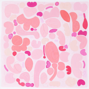 Natalia Kozarzewska, Basic. Pink, 2024 - abstrakcja, różowe kształty, białe tło