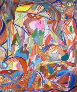 Anna Jarzymowska , Bądźcie wdzięczni, 2024 - kolorowa abstrakcja, czerwień, błękit, zieleń