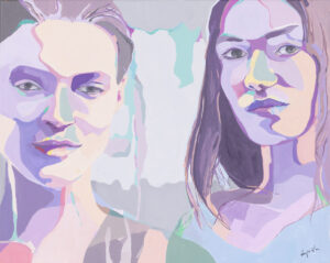 Ewa Krzywińska, Better together, 2024 - portret dwóch kobiet, pastelowe kolory