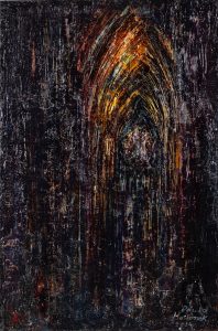 Dawid Masionek , Piękno Sacrum (Katedra Notre-Dame w Amiens), 2024 - obraz z gotycką katedrą, światło